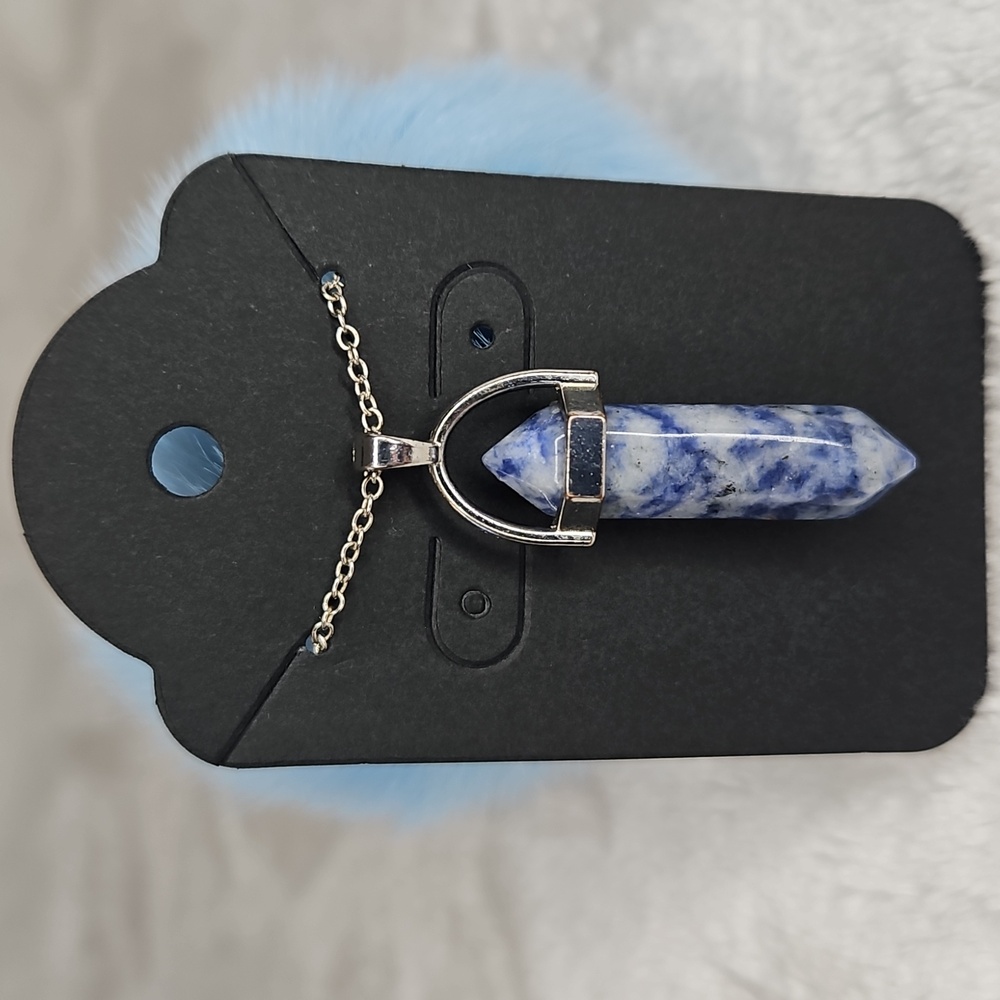 Sodalite Crystal Point Pendant Necklace